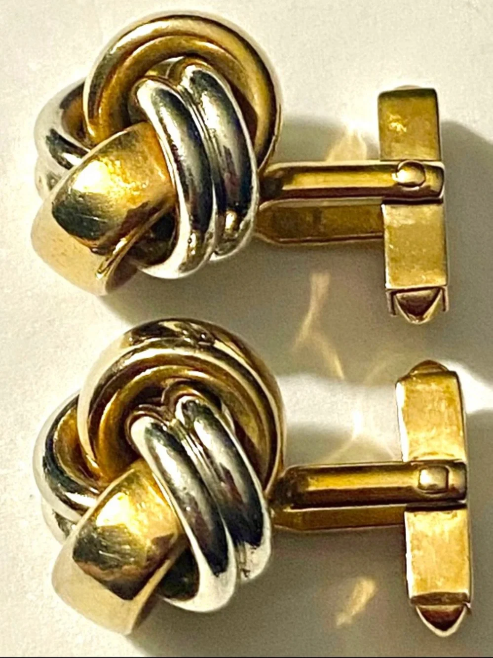 Vintage Swank Silver And Gold Tone Metal Love Knot Style Cufflinks